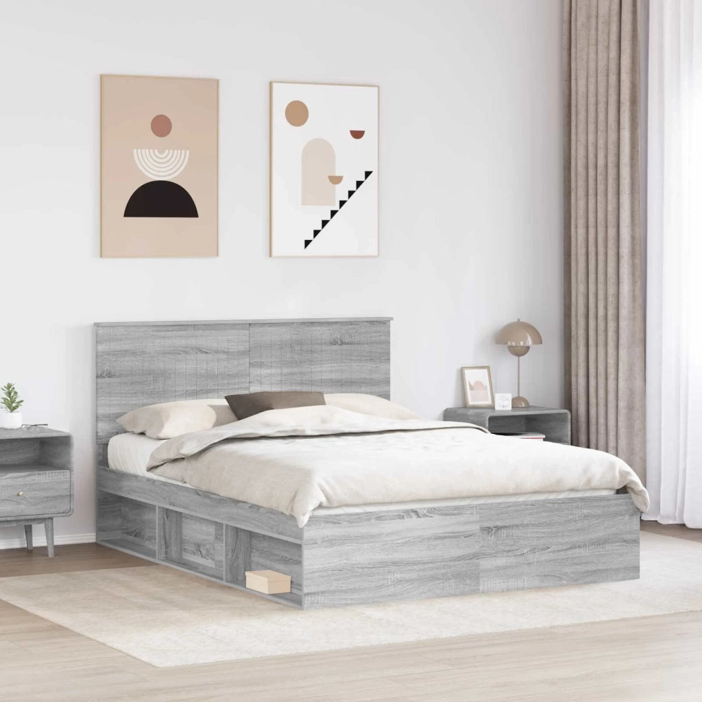 Struttura del letto-Giroletto Grigio Sonoma 150 x 200 cm Pino massello 210412