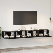 Set mobile TV 4 pz Rovere Nero Legno ingegnerizzato 3393571