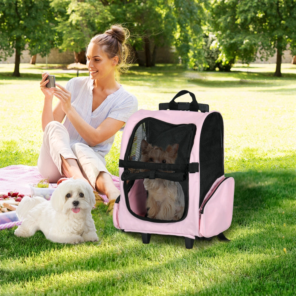 Carrello Trasporto per Cani 2 in 1 ¨C Zephmum ¨C Rosa 42x25x55 cm