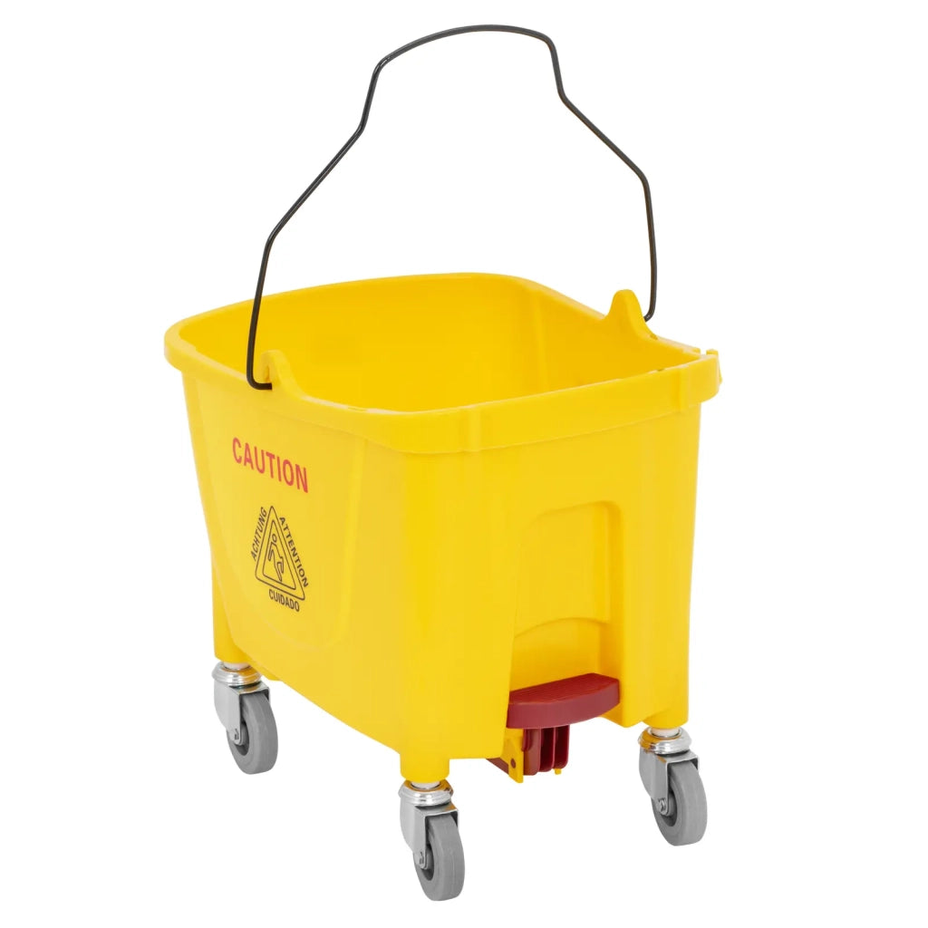 Secchio strizzatore professionale in plastica gialla da 32 litri con ruote 14_0009916