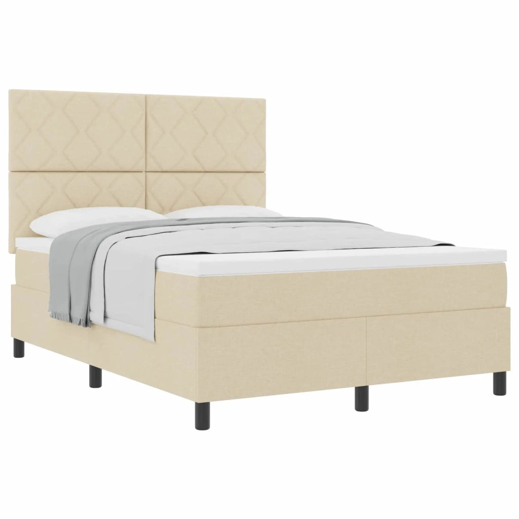 Letto a molle con materasso Crema 160 x 200 cm Tessuto 3339481