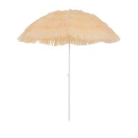 Ombrellone da Spiaggia a 8 Stecche con Palo Inclinabile, in Poliestere e Metallo, 1.6x2 m, Beige