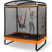 Trampolino per Bambini Rettangolare, Tappeto Elastico da Esterno ed Interno per Bambini da 190CM con Altalena e Rete di Sicurezza per Bambini più di 3 Anni, Portata 100kg
