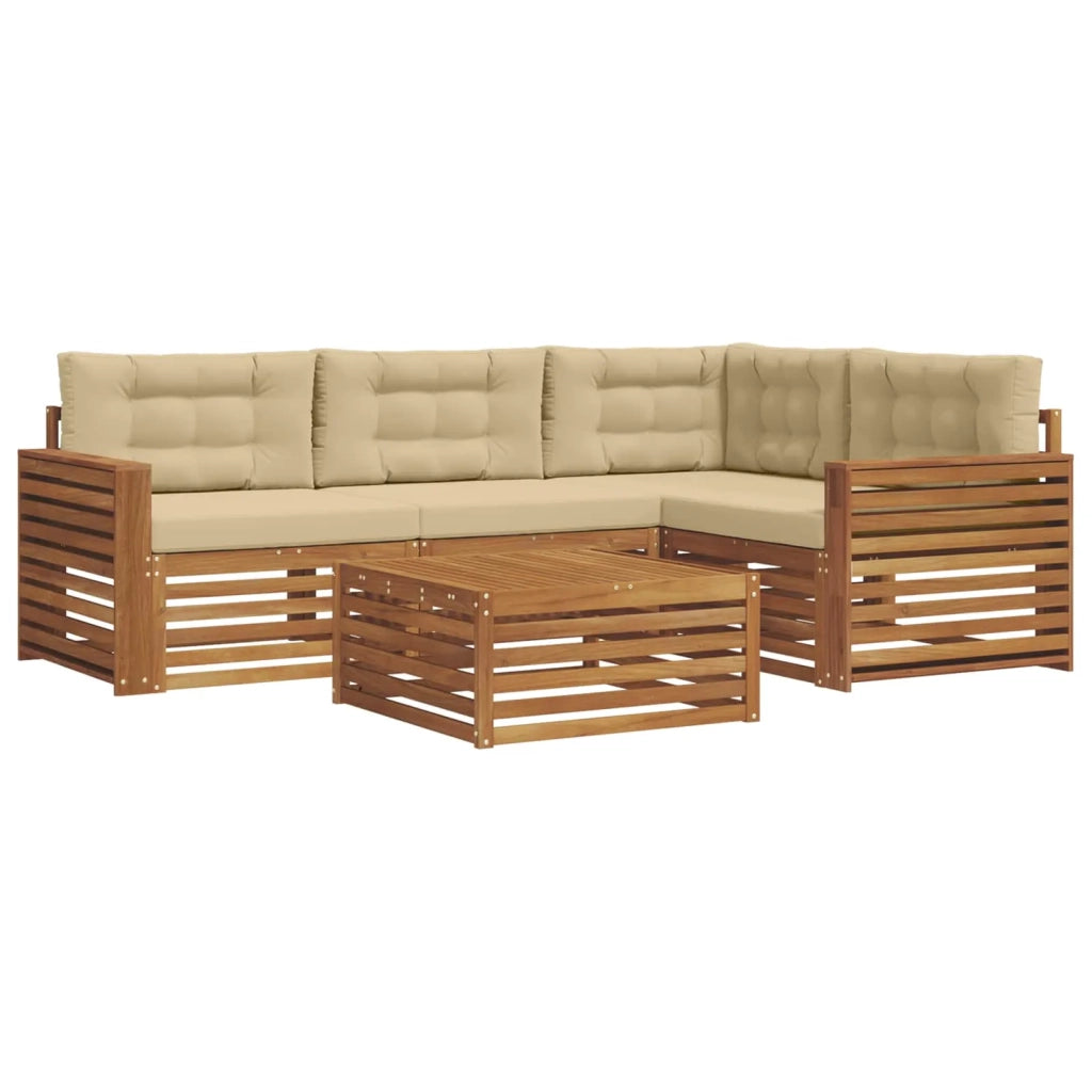Set di divani da esterno con cuscino 5 pcs Naturale e Beige 3373428