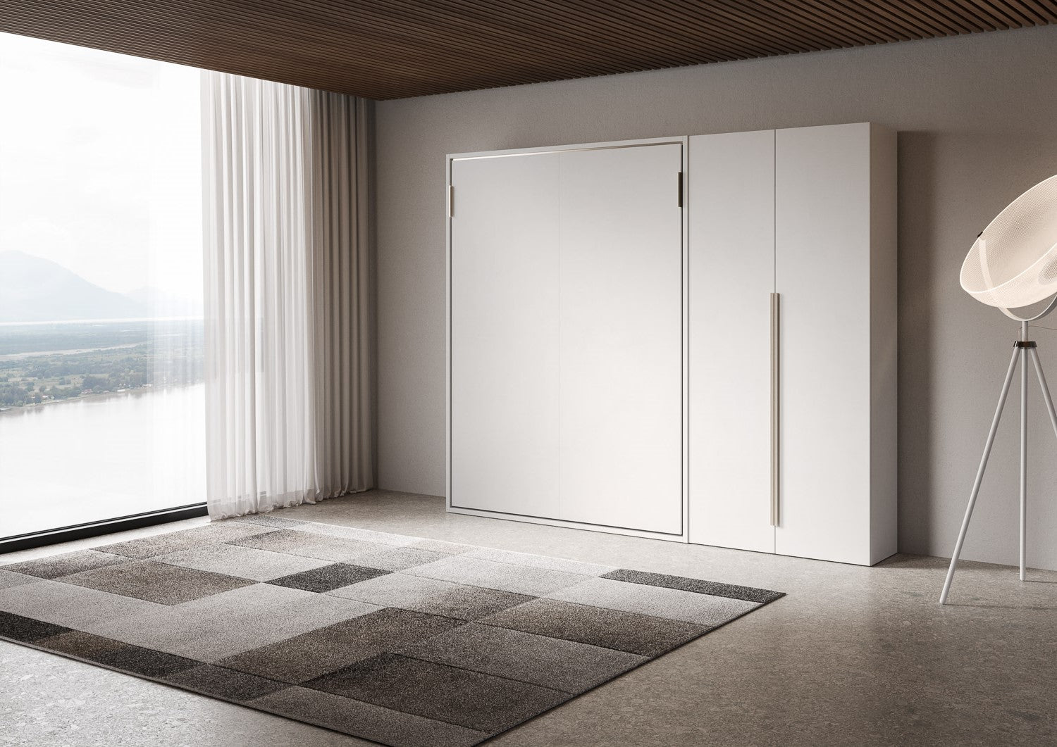 Letto Matrimoniale Francese A Scomparsa 140 Versia Con Armadio Dx 2 Ante Bianco