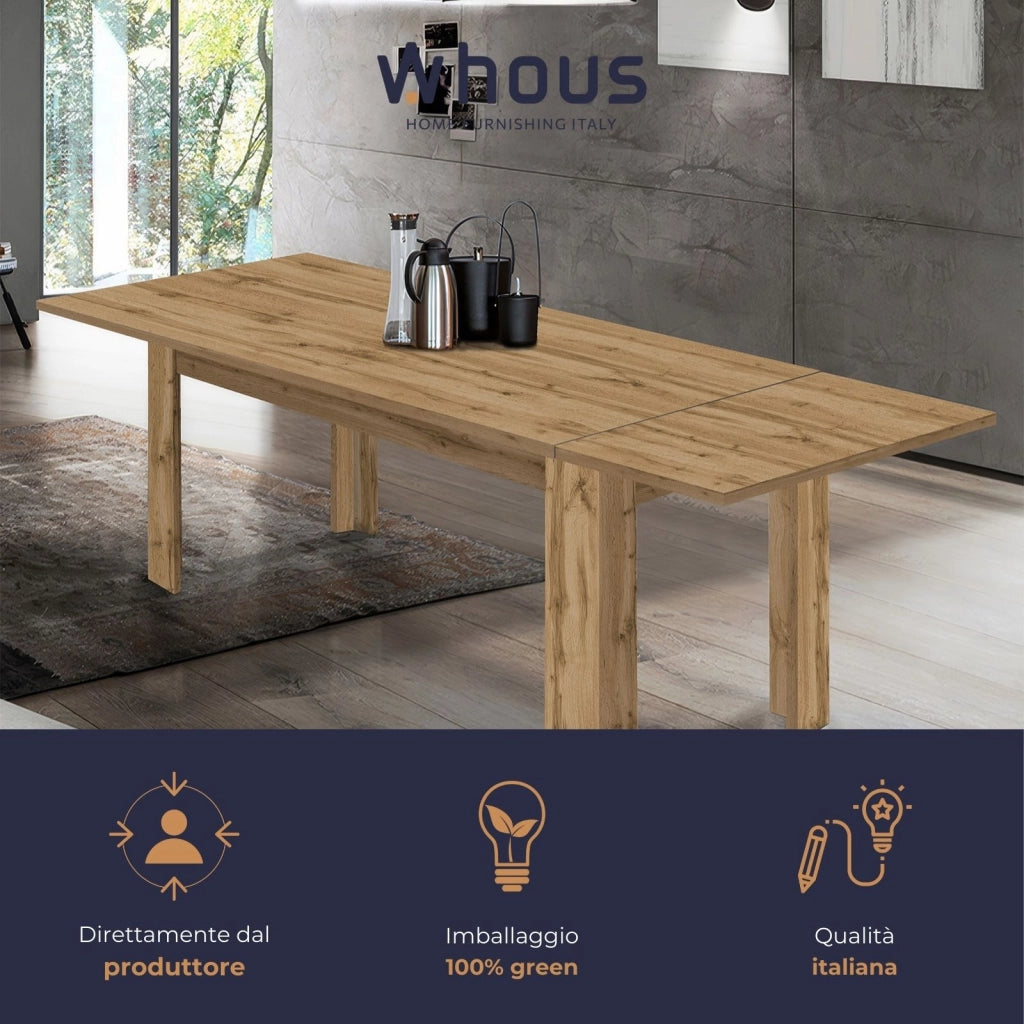 WHOUS Tavolo allungabile Jesi ideale per 6-8 persone colore rovere 140/190x90x75 cm