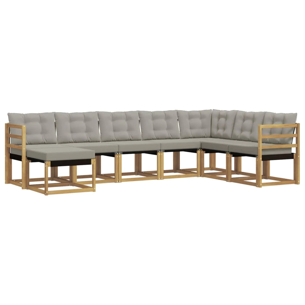 Set di divani da esterno 8 pz Bianco e Grigio Chiaro 3389753