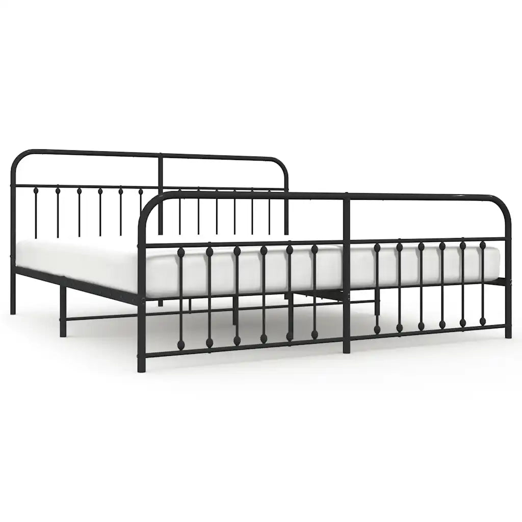 Giroletto con Testiera e Pediera-Struttura Letto Metallo Nero 193x203 cm 847688