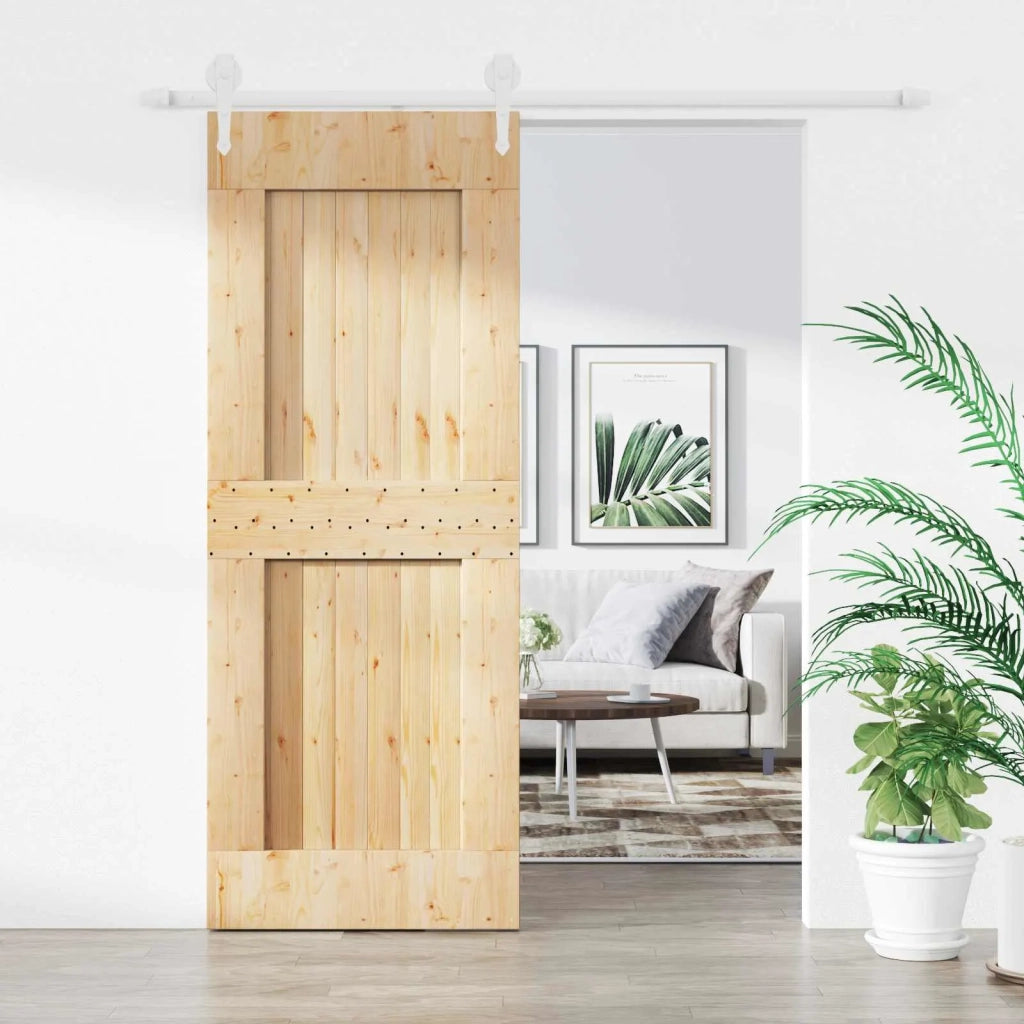 Porta scorrevole Naturale e Bianco 80 x 210 cm 3445183