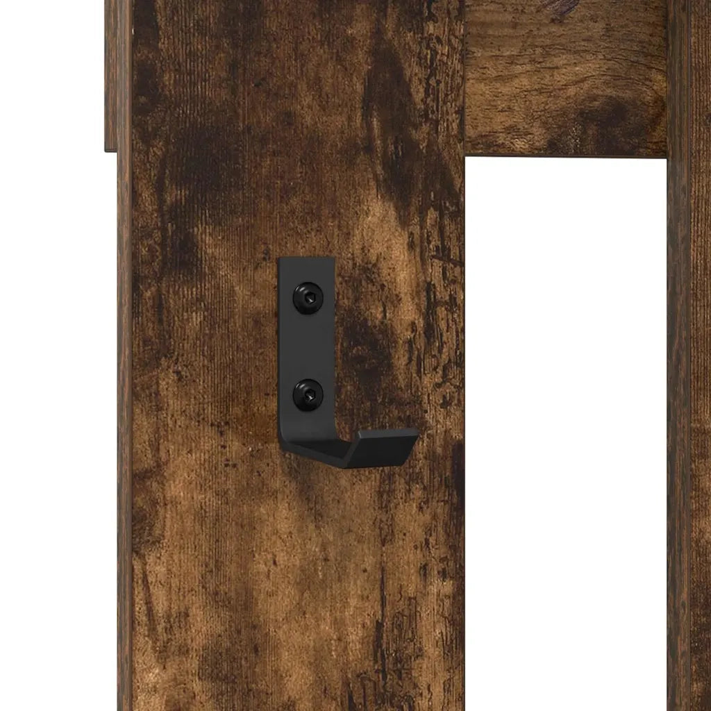 Appendiabiti a muro con specchio Rovere fumé 100 x 10 x 100 cm 874511