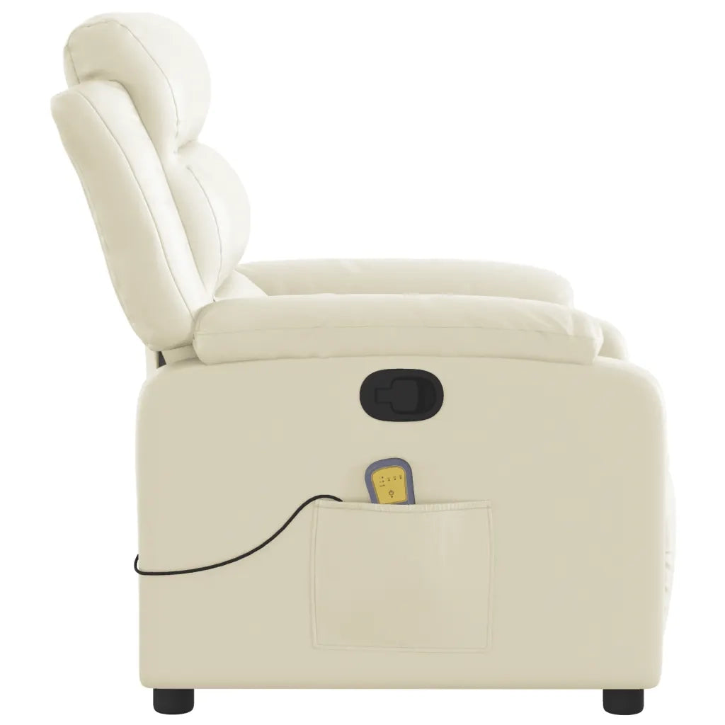 Divano Sedia-Poltrona reclinabile massaggiante in Similpelle Crema 754432