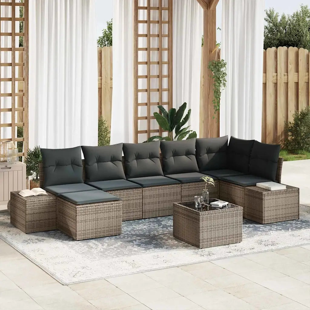 Set Divano da Giardino con cuscino 7 pcs Grigio polyrattan 3355828