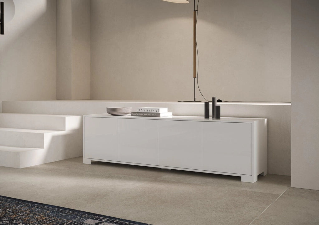 Porta TV 4 ante 172x40x48 cm bianco lucido - LUMINA