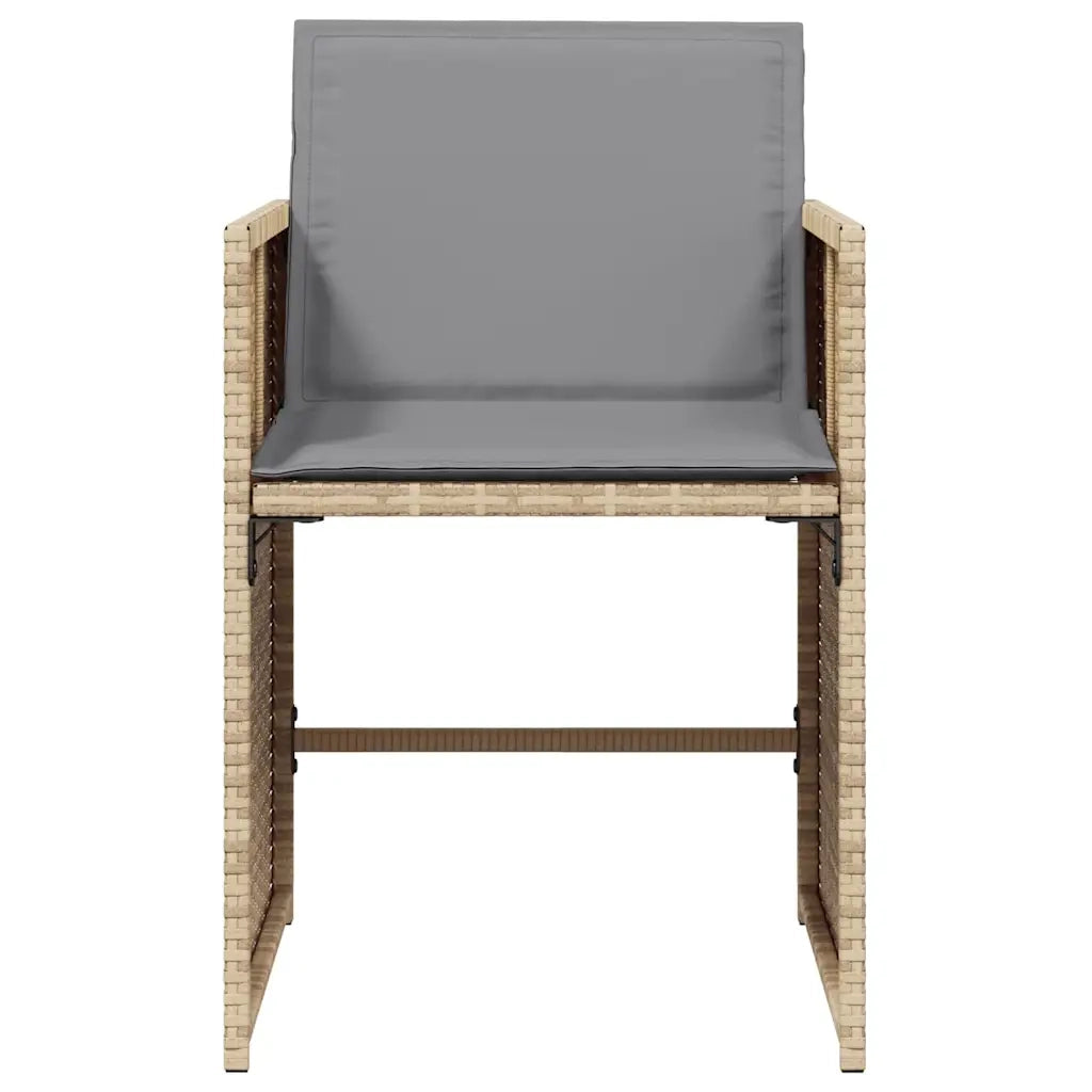 Sedie da Giardino con Cuscini 4 pz | Sedie da Esterno Beige Misto in Polyrattan