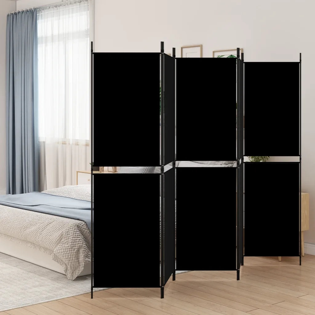 Divisorio a 5 Pannelli Nero 250x180 cm in Tessuto 350221