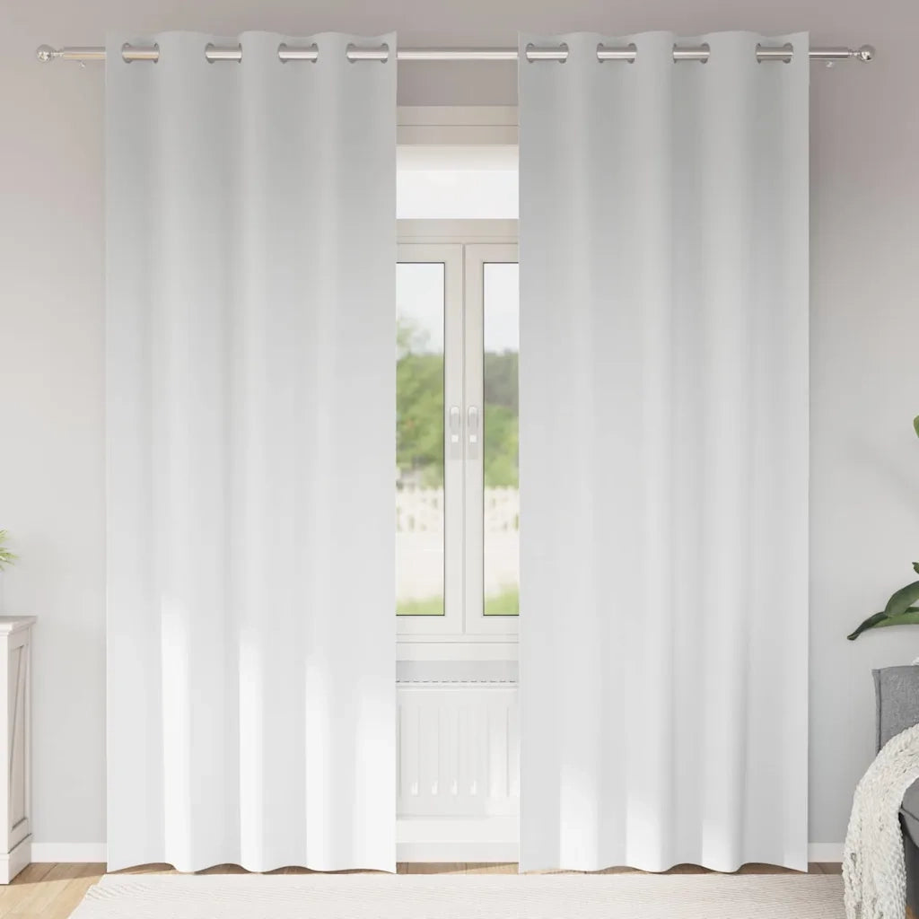 Tende Blackout con Anelli 2 pz Bianco Puro 245 x 140 cm 4107386