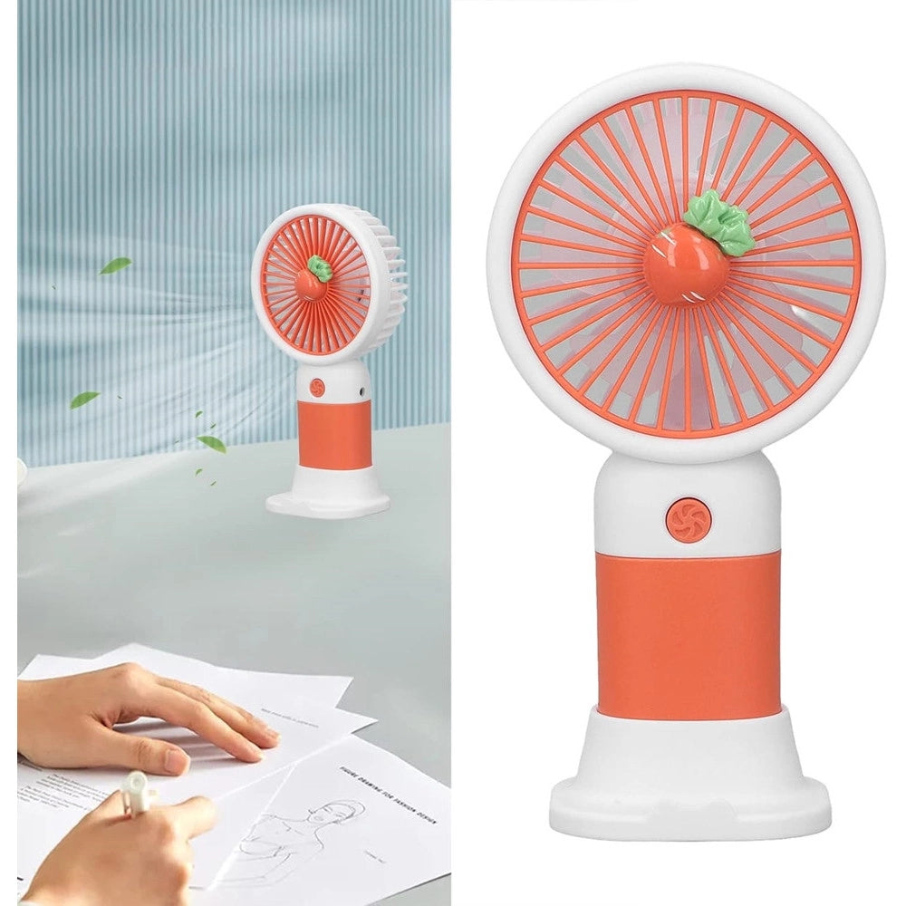Trade Shop - Mini Ventilatore A Mano Batteria Ricaricabile Usb Portatile Tascabile Viaggio Con Base -
