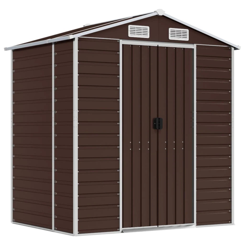 Casetta da giardino cabina ripostiglio casetta da esterno robusta casetta per attrezzi 191 x 130 x 198 cm acciaio zincato marrone 02_0022268