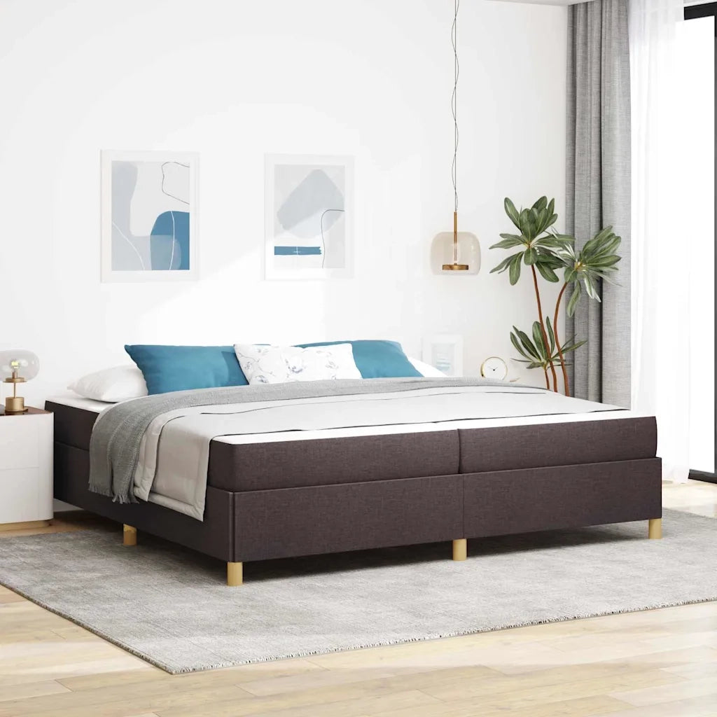 vidaXL Letto a molle Marrone scuro e Bianco 200 x 200 cm Tessuto