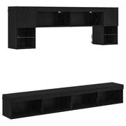 Unit¨¤ a muro per TV con LED 6 pz | Armadietto TV | Mobile Porta TV Rovere Nero Legno multistrato