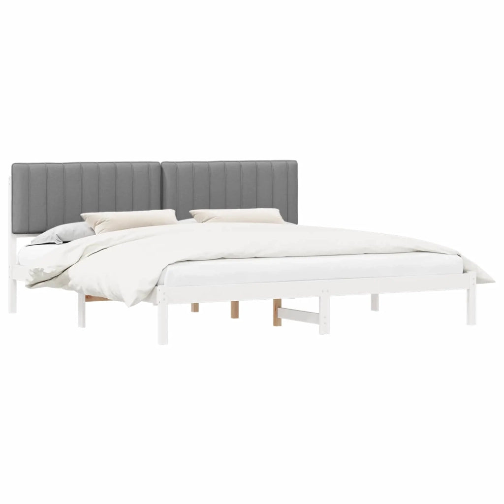 Letto con Testiera Rivestita Grigio chiaro 200 x 200 cm