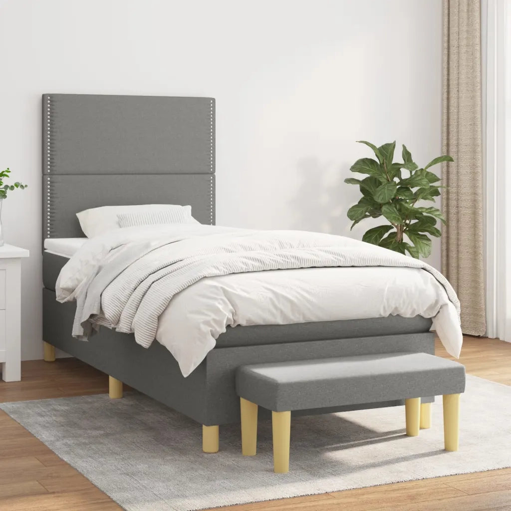 Giroletto a Molle con Materasso Grigio Scuro 90x190 cm Tessuto cod mxl 61217