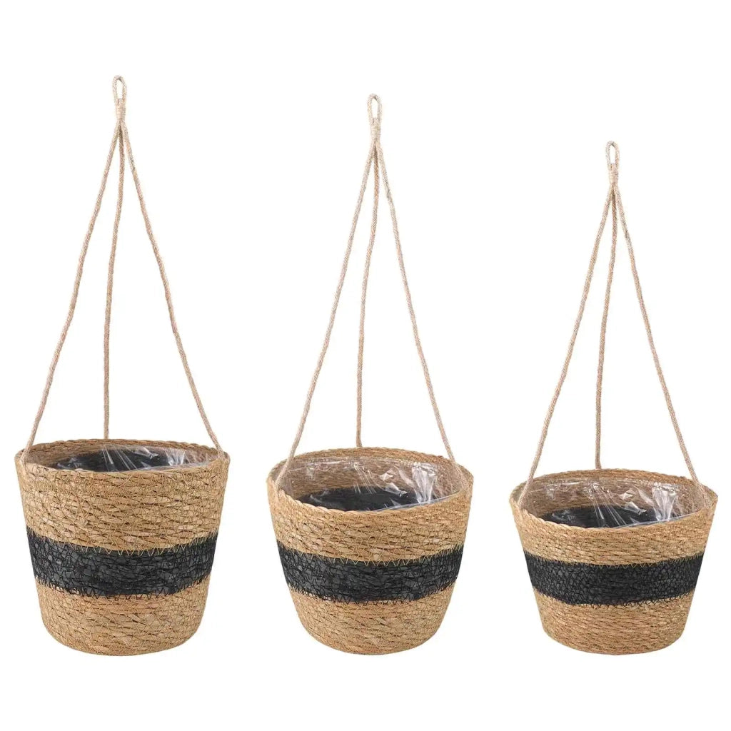 Cesti per piante in erba marina 3 pz Naturale e Nero CFW4971541