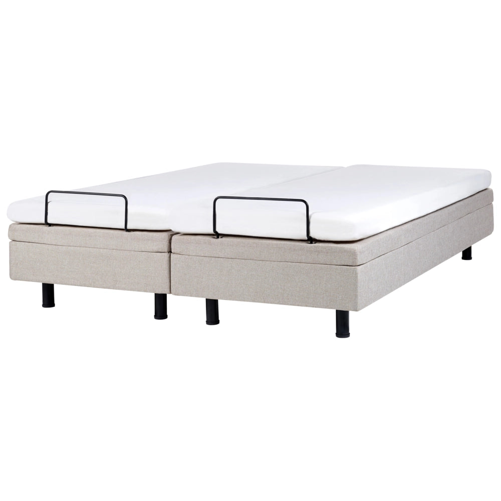 Letto matrimoniale elettrico in poliestere beige chiaro regolabile con telecomando senza testata 180 x 200 cm stile moderno