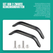 Maniglie per cucina in alluminio nero - Set da 2 pezzi - Lunghezza totale 175 mm - Distanza di apertura 160 mm - Altezza 25 mm - Per cucine - Maniglie per ante di cucina