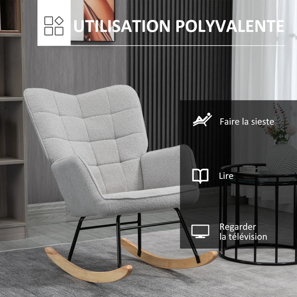 Poltrona dondolo ¨C zephmum ¨C grigio chiaro, struttura in acciaio 71x98x101 cm