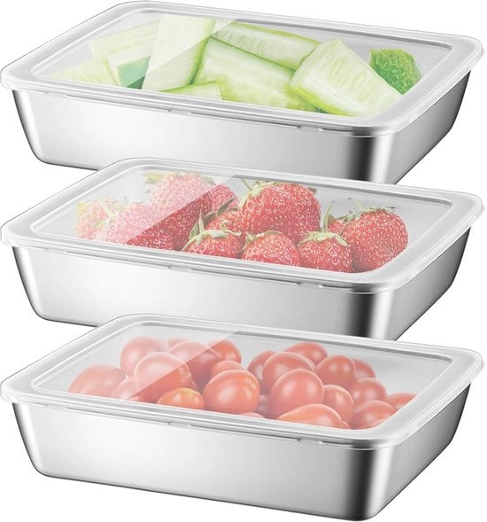 Contenitori ermetici per alimenti - 3 pezzi - Acciaio inossidabile