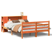 Letto matrimoniale | Letto per adulti | Letto Libreria senza Materasso Marrone Cera 150x200 cm in Pino