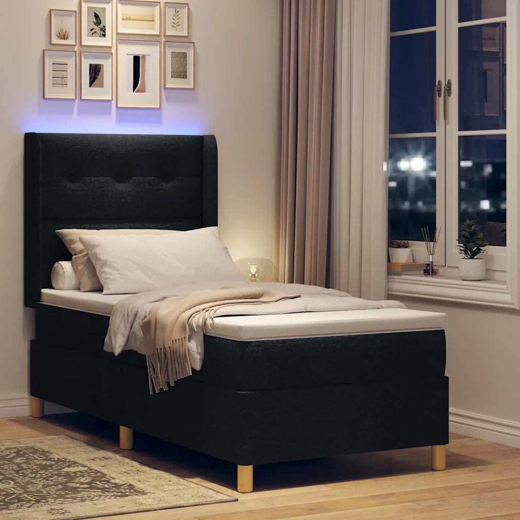 Letto a molle con strisce LED Nero 100 x 200 cm Tessuto 3343681