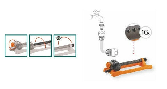 Irrigatore Oscillante Giardino Irroratore 16 getti Irrigare Prato Astral 4 GF