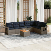 Set Divani da Giardino 8 pz con Cuscini Grigio in Polyrattan 3224598
