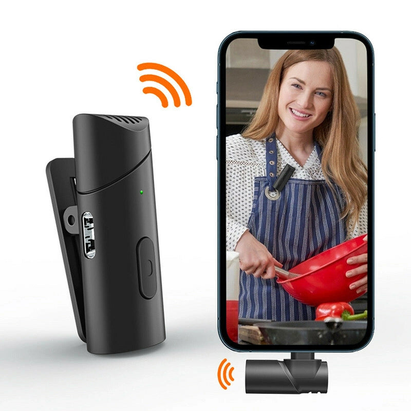 MICROFONO WIRELESS 2.4 GHZ CLIP ON TYPE C CELLULARE TABLET RIDUZIONE RUMORE 66B