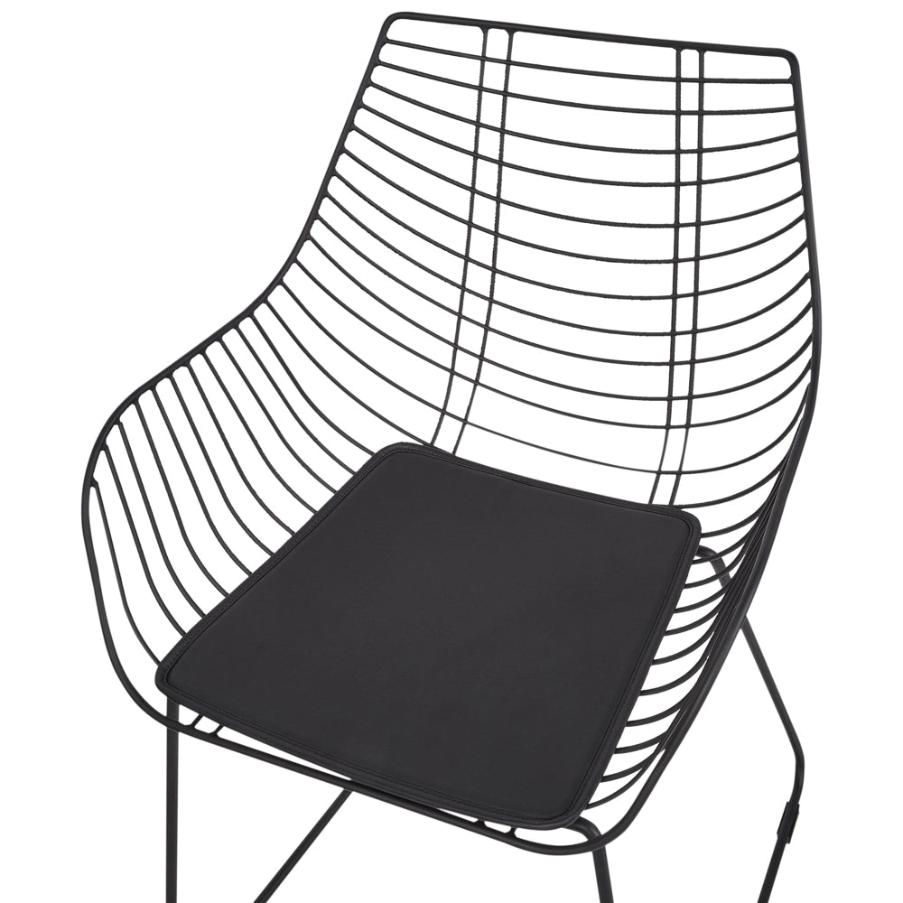 Set di 2 sedie da pranzo in metallo nero con design a filo in ecopelle nera con cuscinetto Glam Industrial Modern
