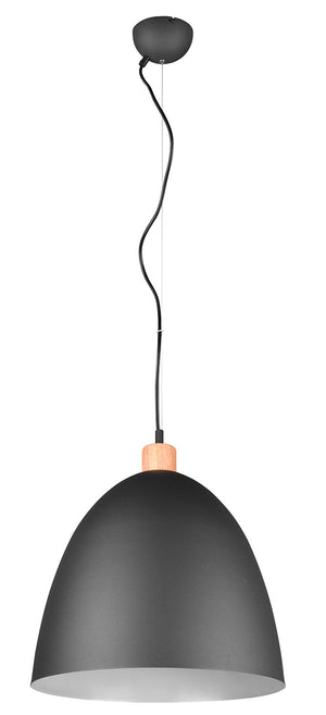 Lampada a Sospensione da Interno Attacco E27 in Metallo Nero Opaco