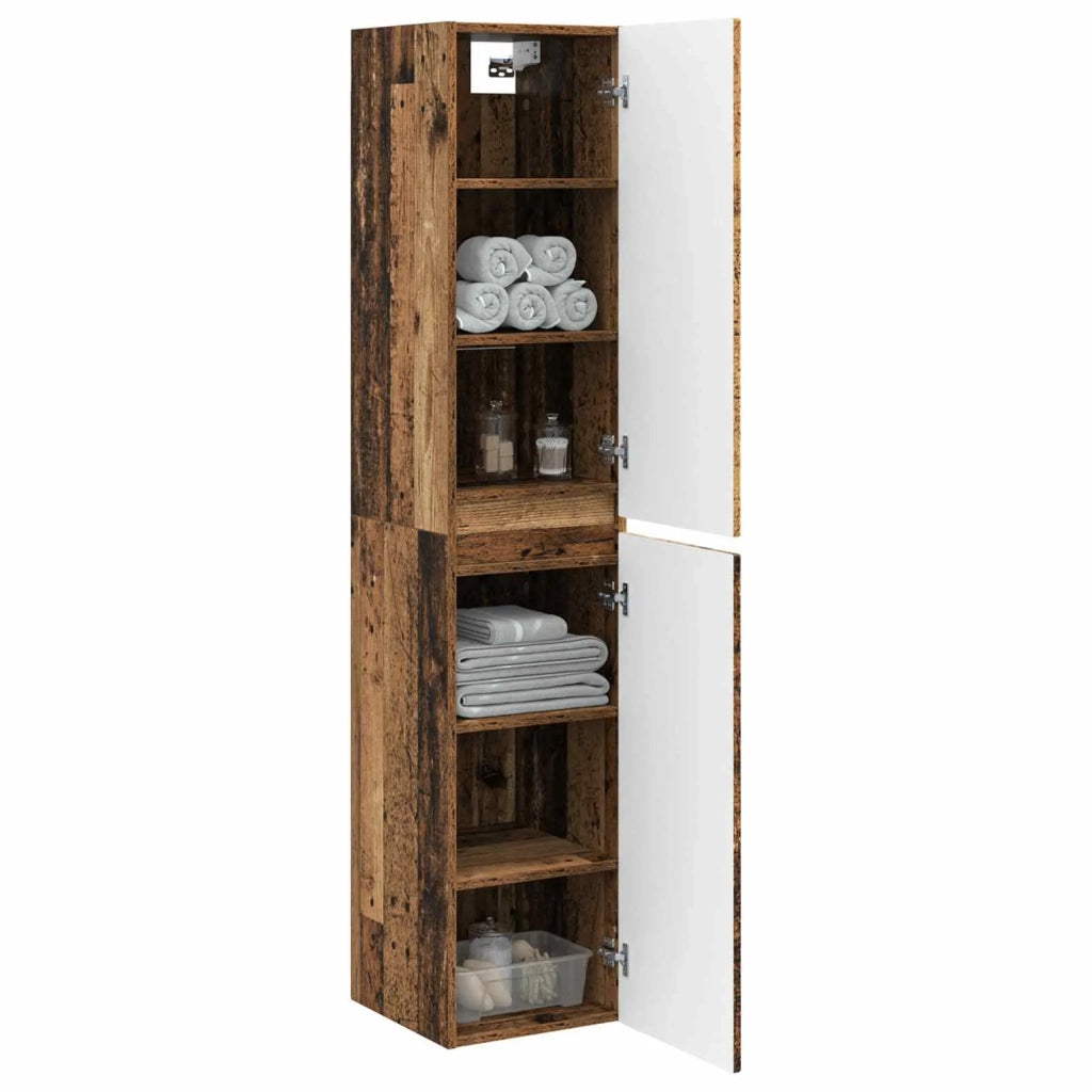 Mobiletto da Bagno a Muro Legno antico 33 x 34,5 x 160 cm 890520