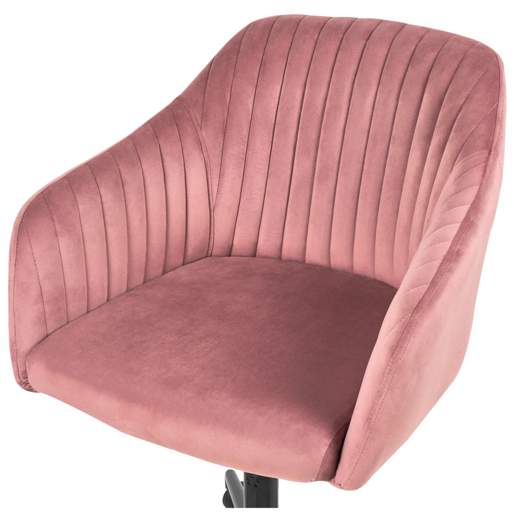 Sedia da scrivania in tessuto con ruote in velluto rosa ufficio da casa studio stile glamour