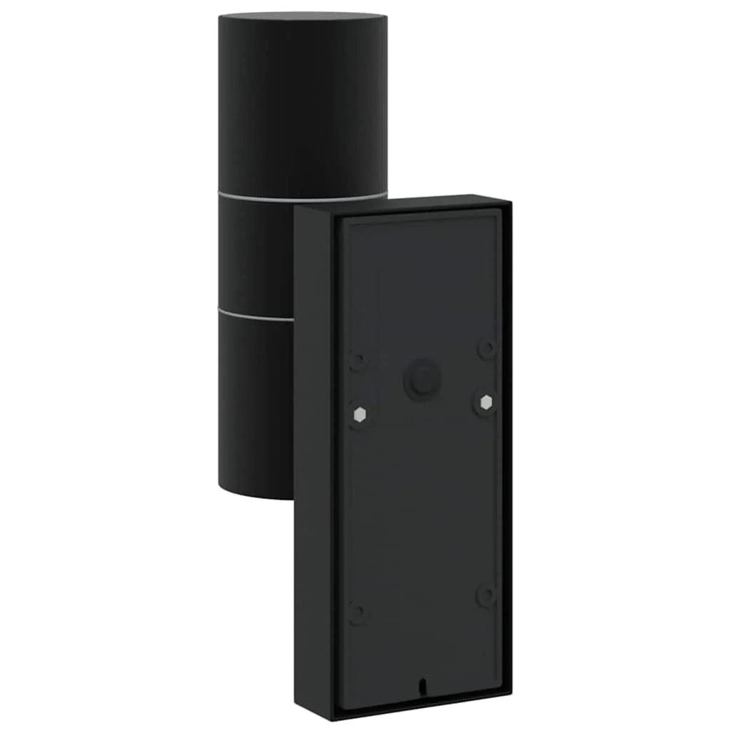 Set di 2 applique da esterno cilindriche dal design contemporaneo 7 x 10 x 22 cm acciaio inox nero 02_0056546