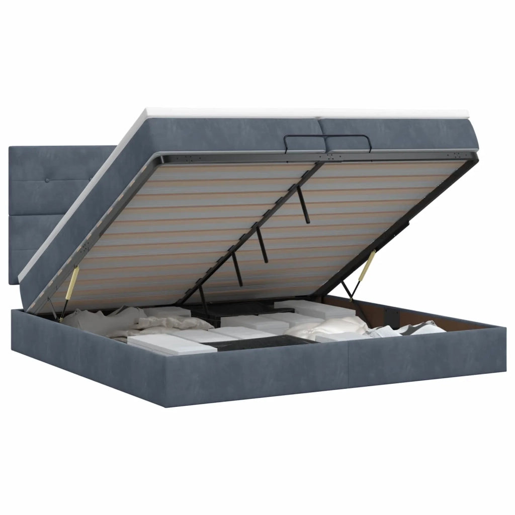 Letto ottomano con materasso Grigio Scuro 200 x 200 cm Velluto 3457744