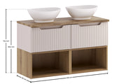 Set mobili bagno 100 cm con piano e 2 lavabi da appoggio Lola Nova Cashmere 100 cm