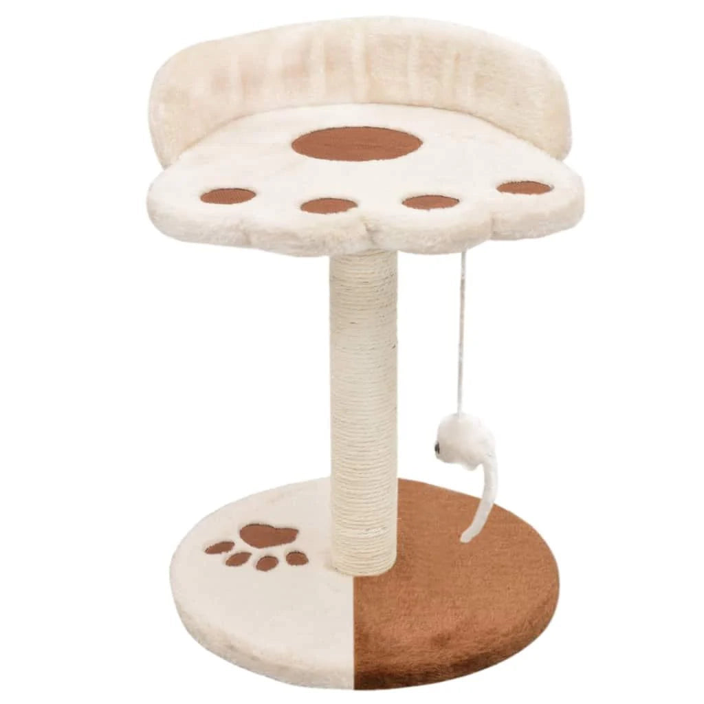 Tiragraffi albero per gatti cuccia per gatti peluche in sisal 40 cm beige e marrone 3702261