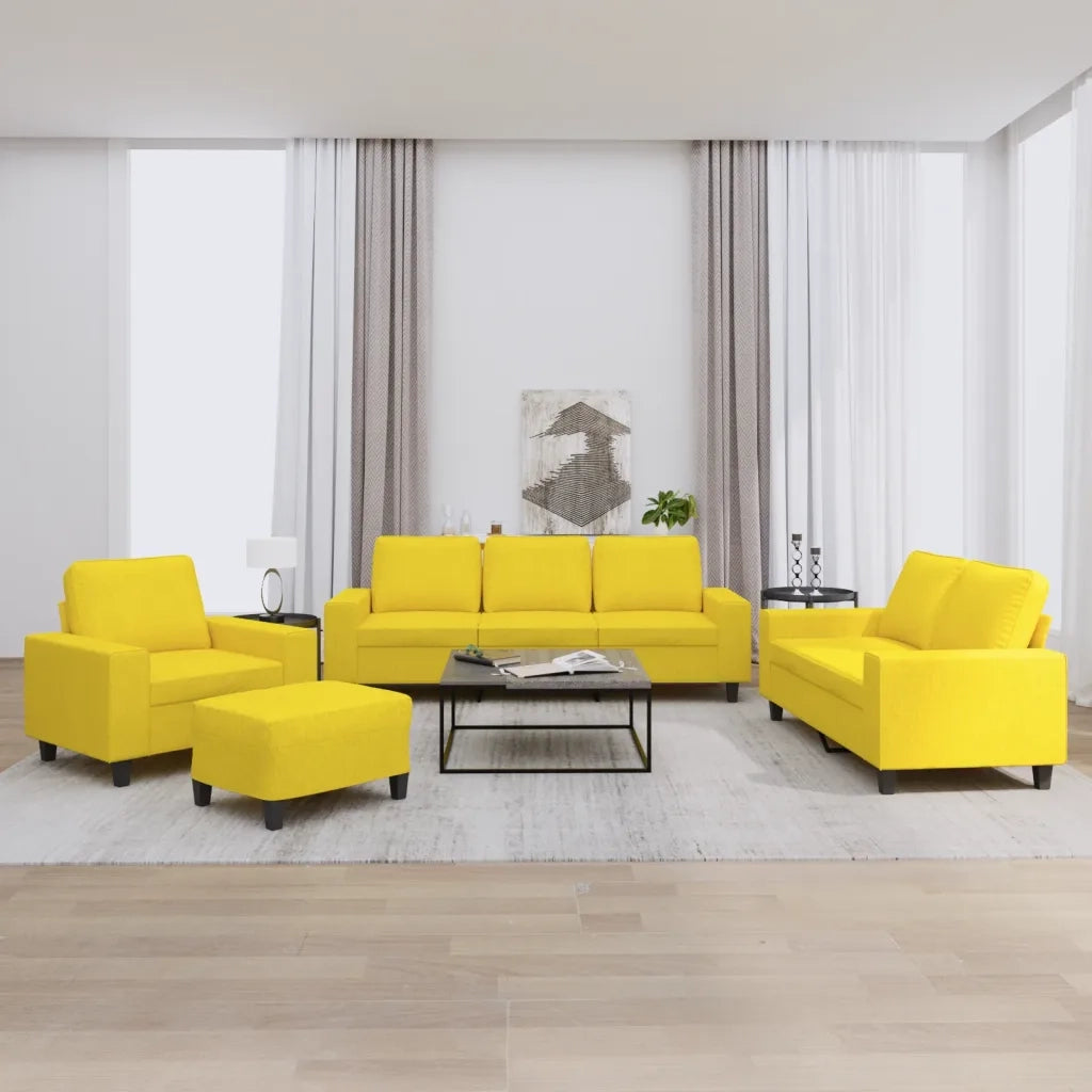Set di Divani 4 pz Giallo Chiaro in Tessuto