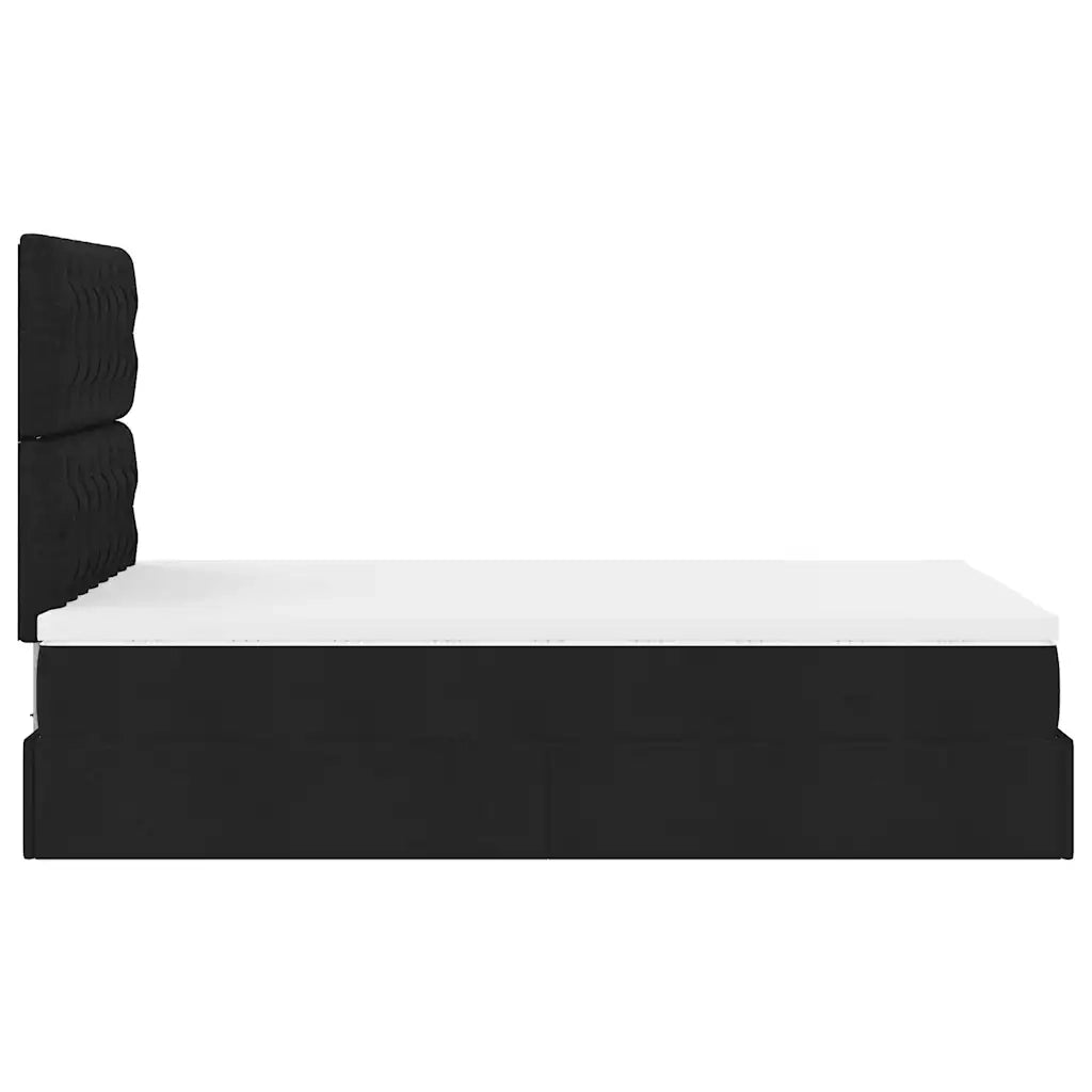 Struttura Letto Pouf con Materasso Nero 120x190 cm in Tessuto 3313225