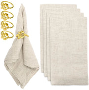 Set di tovaglioli in lino - 8 pezzi - Ideali per feste - Beige - Tovaglioli in cotone - Per casa e matrimoni