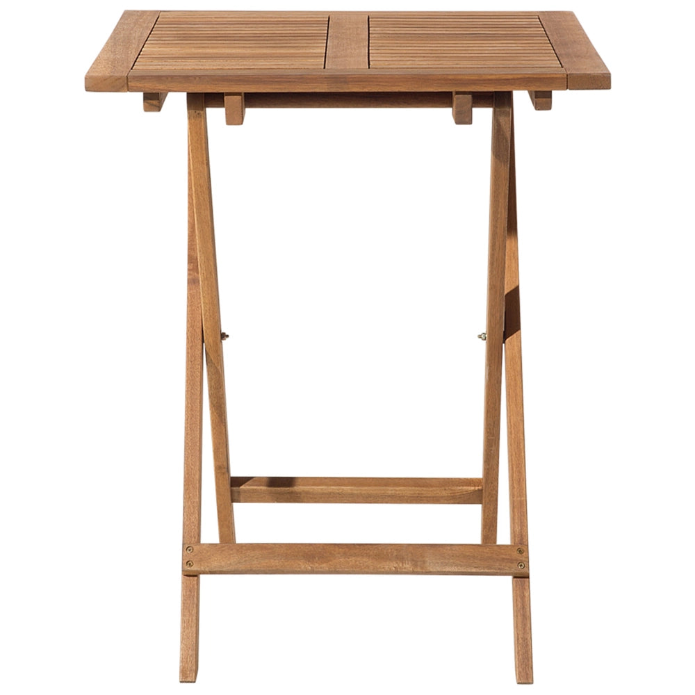 Set da bistrot 3 pezzi in legno massello di acacia chiaro cuscini gialli a doghe pieghevoli design scandinavo moderno