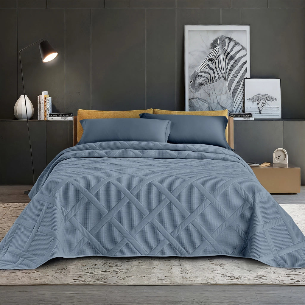 Copriletto Trapuntato Matrimoniale Elegante Trapuntino Lavorazione Intrecciata Due Piazze Trapunta Coperta Leggera Coperta Letto Leggera Primavera Estate  Opale