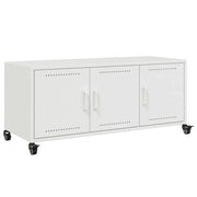 Mobile TV multimediale mensola TV credenza mobile TV sala da pranzo soggiorno camera da letto 100,5 x 39 x 43,5 cm acciaio bianco 02_0025535